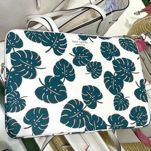 Kate Spade Darcy Monstera Leaves Laptop Sleeve Cream Multi
